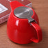 Large Porcelain Teapot Red 900ml (3-4 cups) Stainless Steel Lid and Extra-Fine Infuser Stylish Teapot to Brew Loose Leaf Tea - WoodPoly.com