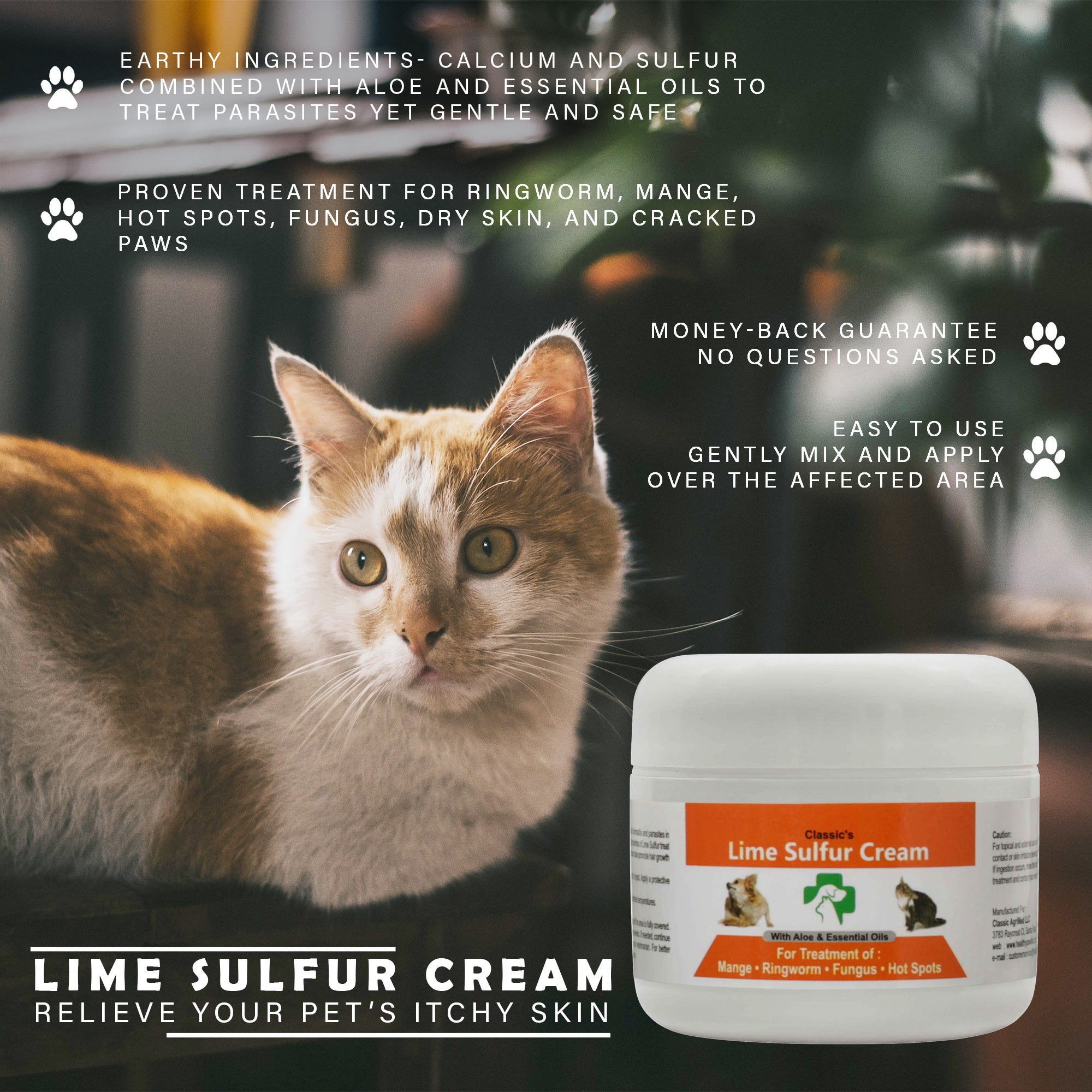 Lime Sulfur Pet Skin Cream - Pet Care and Veterinary Treatment for Itchy and Dry Skin - Safe Solution for Dog;  Cat;  Puppy;  Kitten;  Horse… - WoodPoly.com