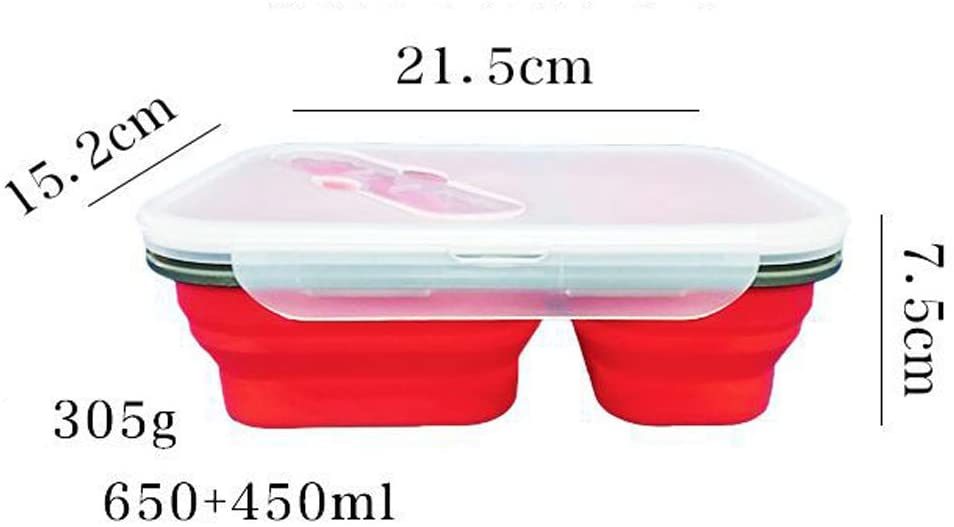 Lunch Box Bento Box Collapsible Silicone Lunchbox with Two Compartments BPA Free Heat Resistant Great for School Work Camping Hiking Food Storage - WoodPoly.com