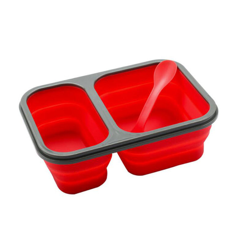 Lunch Box Bento Box Collapsible Silicone Lunchbox with Two Compartments BPA Free Heat Resistant Great for School Work Camping Hiking Food Storage - WoodPoly.com