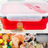 Lunch Box Bento Box Collapsible Silicone Lunchbox with Two Compartments BPA Free Heat Resistant Great for School Work Camping Hiking Food Storage - WoodPoly.com