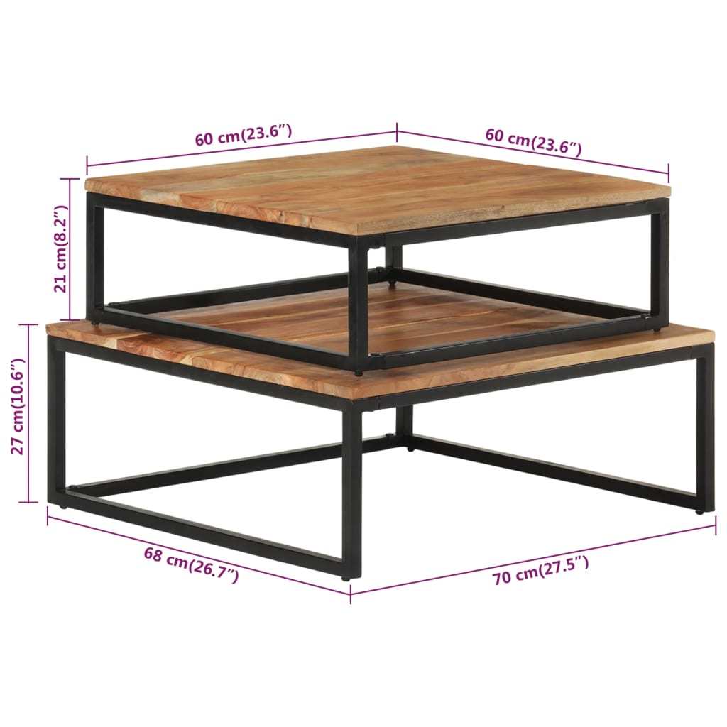 Nesting Coffee Tables 2 pcs Solid Acacia Wood - WoodPoly.com