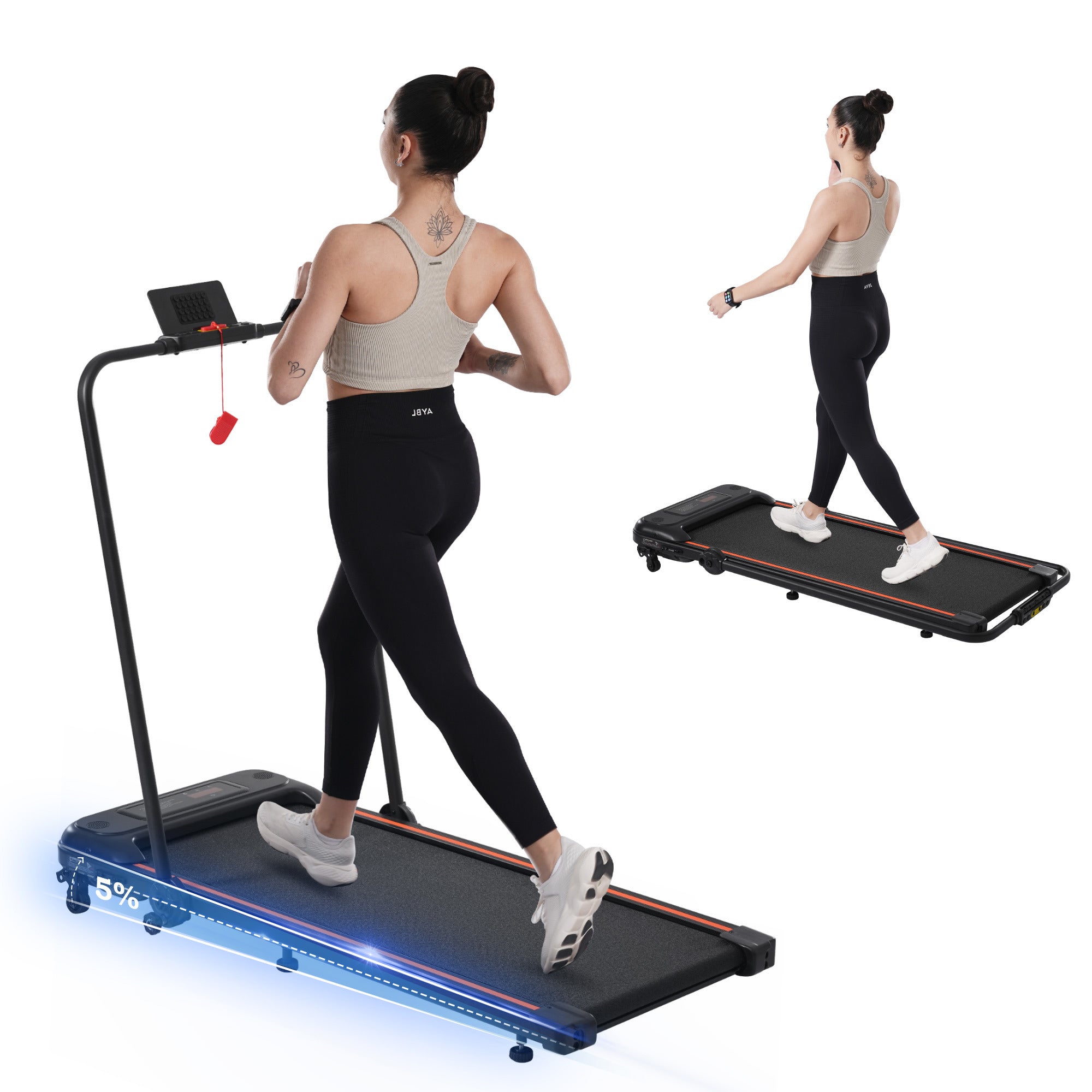 NEW Folding Walking Pad Under Desk Treadmill for Home Office -2.5HP Walking Treadmill With Incline Bluetooth Speaker 0.5-7.5MPH 265LBS Capacity Treadmill for Walking Running - Two Ways to Adjust Speed