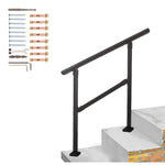 Outdoor Stair Railing,Black Exterior Handrail Adjustable from 0 to 60 Degrees Black Cast Iron Handrails for Outdoor Ramps Anti-Static Spray Paint for Concrete, Porch Steps