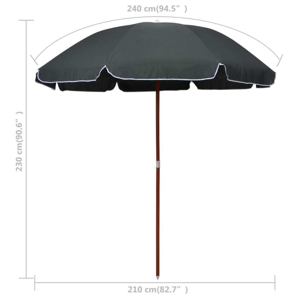 Parasol with Steel Pole 94.5" Anthracite - WoodPoly.com