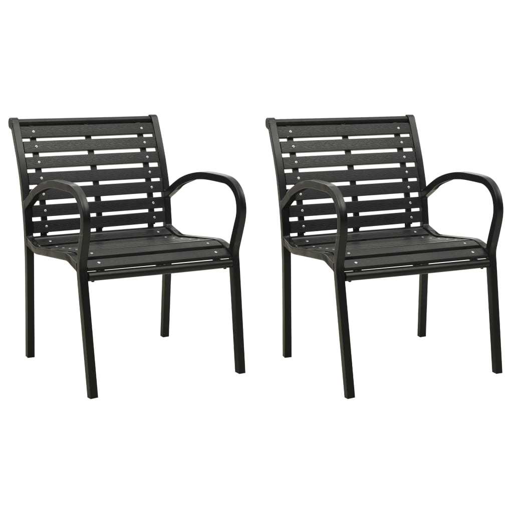 Patio Chairs 2 pcs Steel and WPC Black - WoodPoly.com
