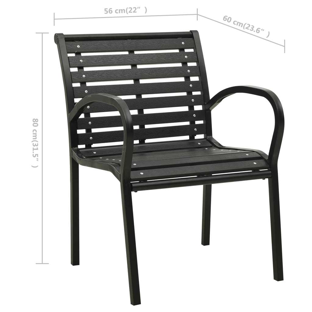 Patio Chairs 2 pcs Steel and WPC Black - WoodPoly.com