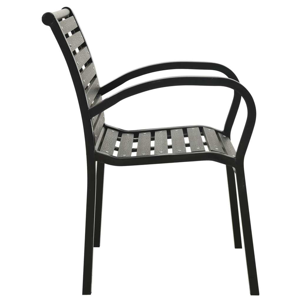 Patio Chairs 2 pcs Steel and WPC Black - WoodPoly.com