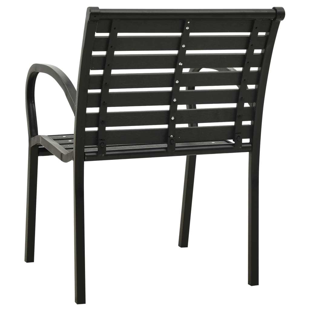 Patio Chairs 2 pcs Steel and WPC Black - WoodPoly.com