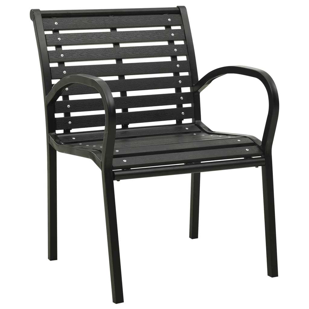 Patio Chairs 2 pcs Steel and WPC Black - WoodPoly.com