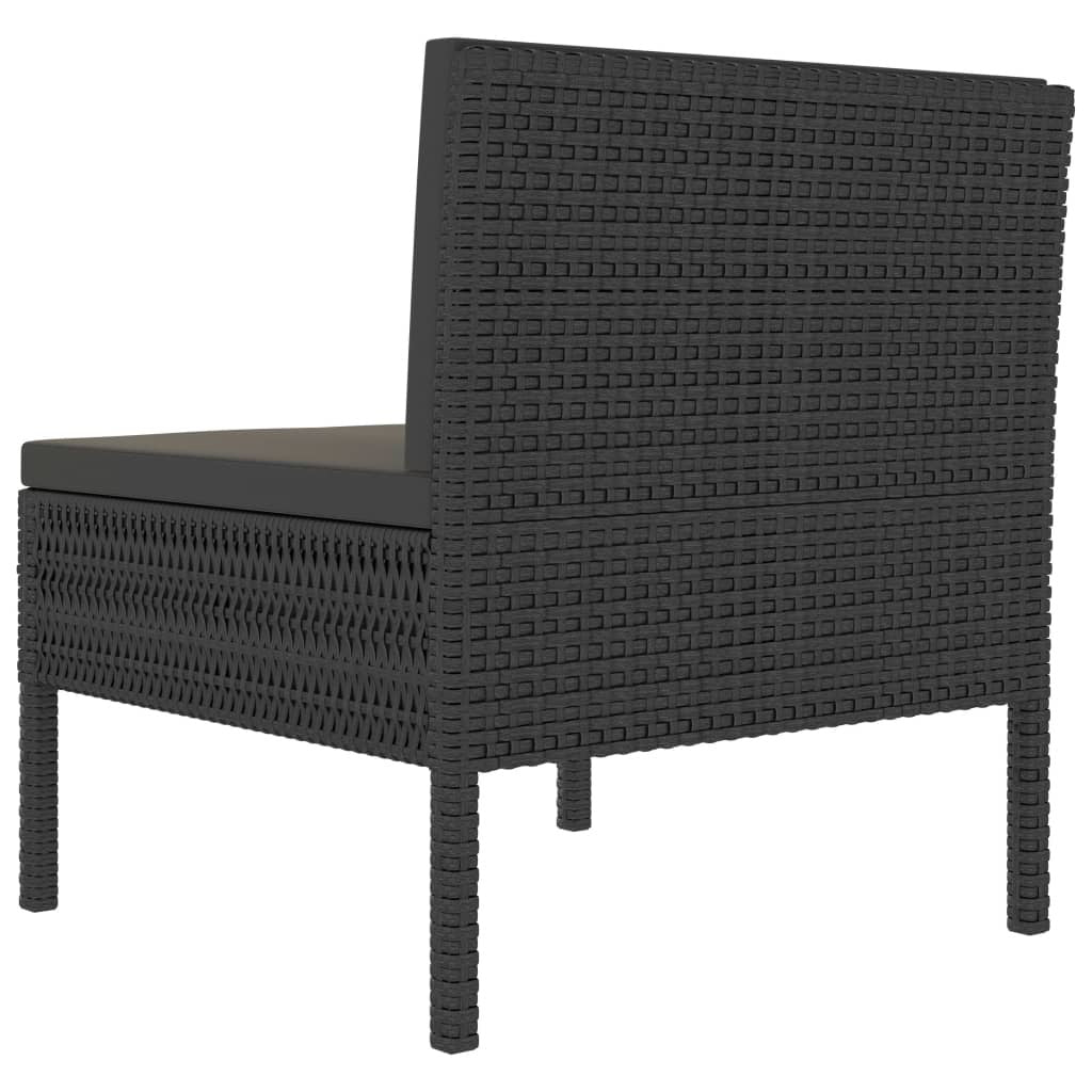 Patio Chairs 3 pcs with Cushions Poly Rattan Black - WoodPoly.com
