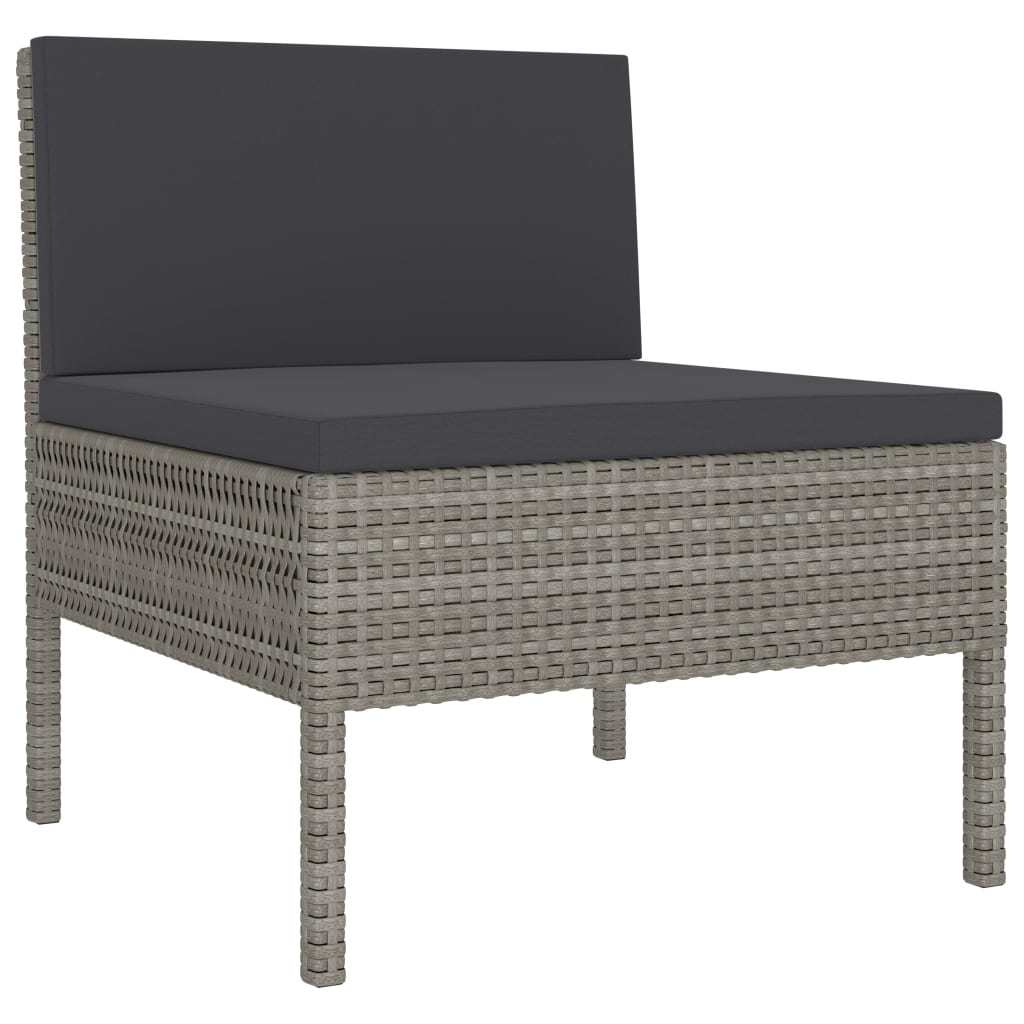 Patio Chairs 3 pcs with Cushions Poly Rattan Gray - WoodPoly.com