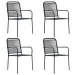 Patio Chairs 4 pcs Cotton Rope and Steel Black - WoodPoly.com
