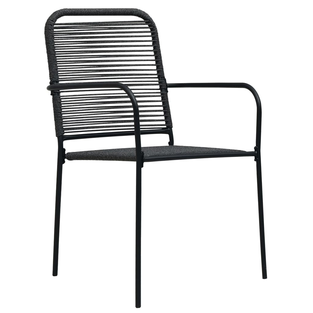 Patio Chairs 4 pcs Cotton Rope and Steel Black - WoodPoly.com