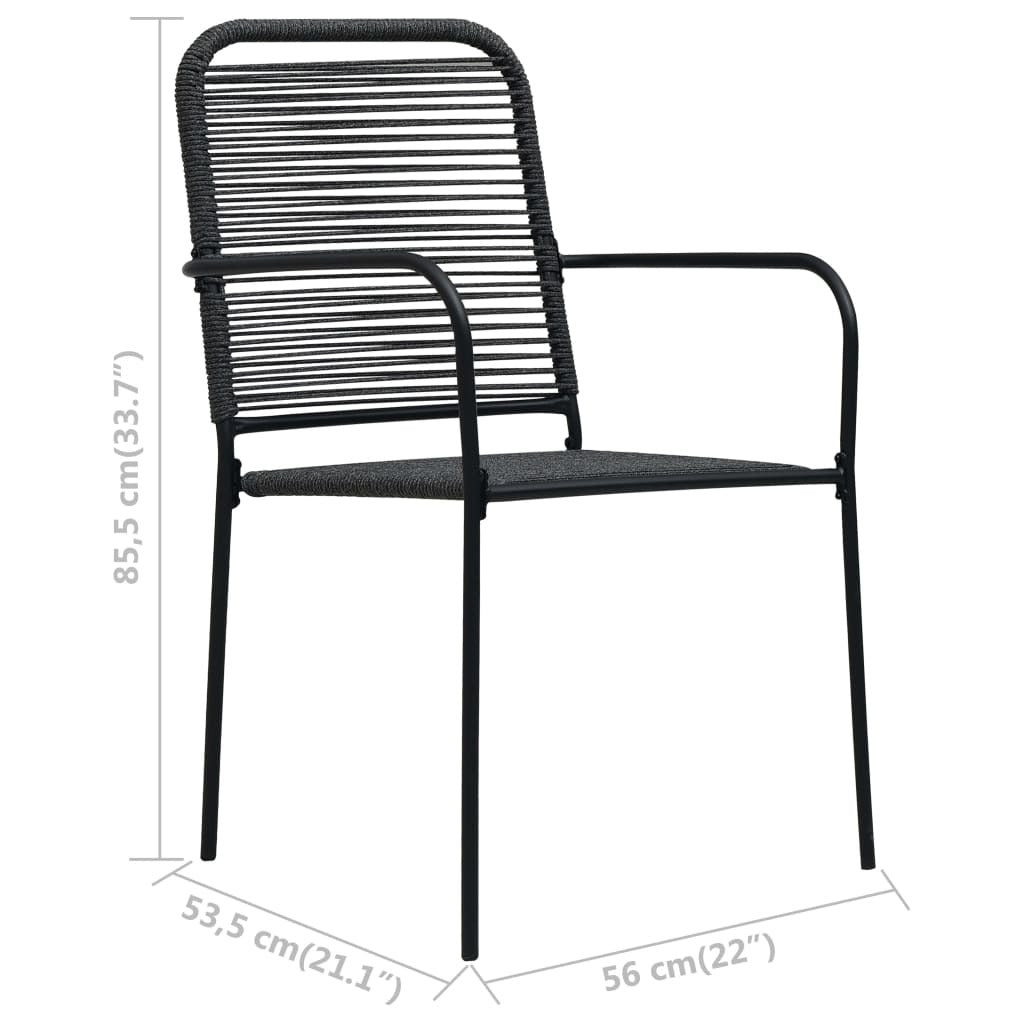 Patio Chairs 4 pcs Cotton Rope and Steel Black - WoodPoly.com