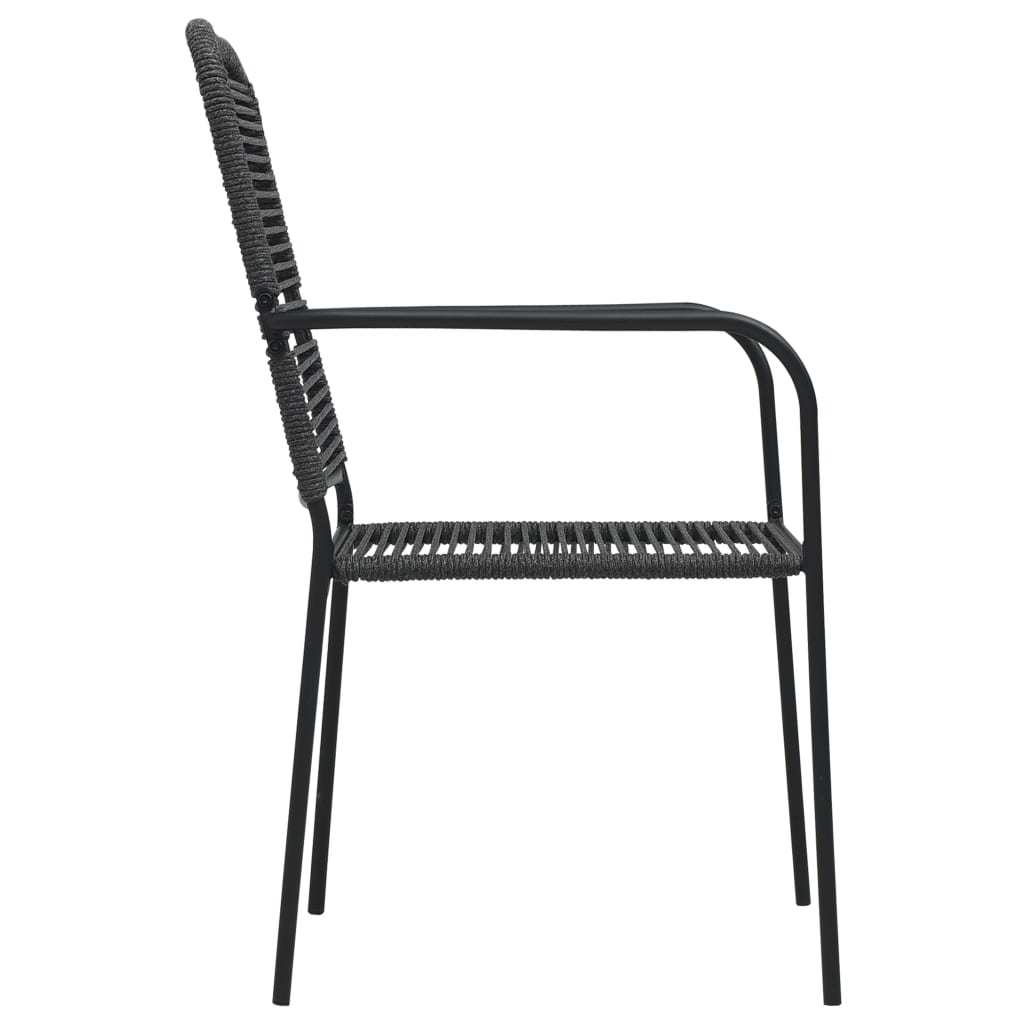 Patio Chairs 4 pcs Cotton Rope and Steel Black - WoodPoly.com