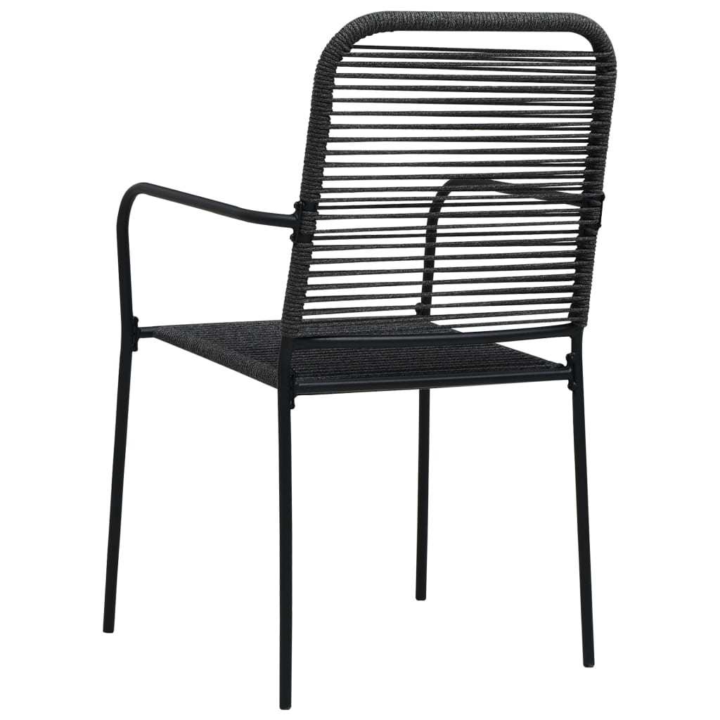 Patio Chairs 4 pcs Cotton Rope and Steel Black - WoodPoly.com