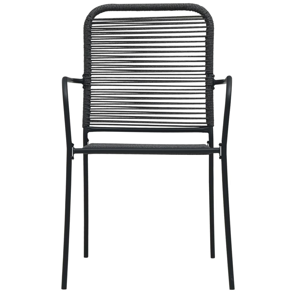 Patio Chairs 4 pcs Cotton Rope and Steel Black - WoodPoly.com