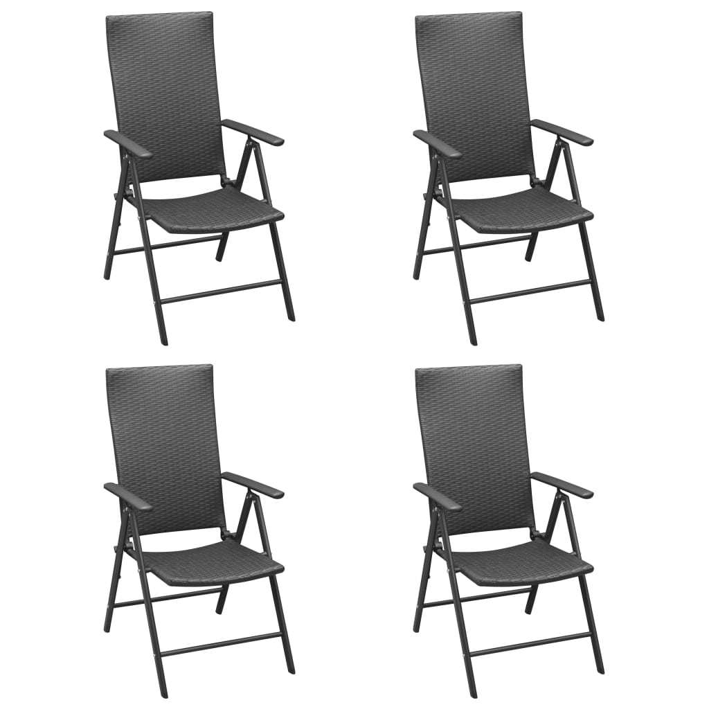 Patio Chairs 4 pcs Poly Rattan Black - WoodPoly.com