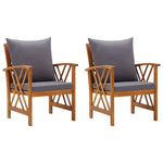 Patio Chairs with Cushions 2 pcs Solid Acacia Wood - WoodPoly.com