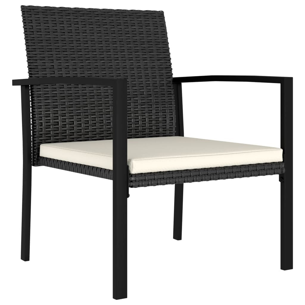 Patio Dining Chairs 4 pcs Poly Rattan Black - WoodPoly.com