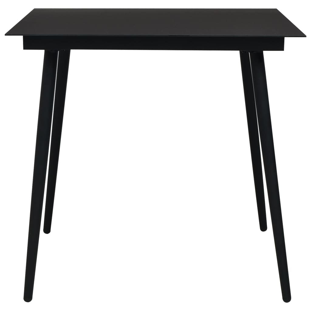 Patio Dining Table Black 31.5"x31.5"x29.1" Steel and Glass - WoodPoly.com