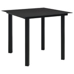 Patio Dining Table Black 31.5"x31.5"x29.1" Steel and Glass - WoodPoly.com