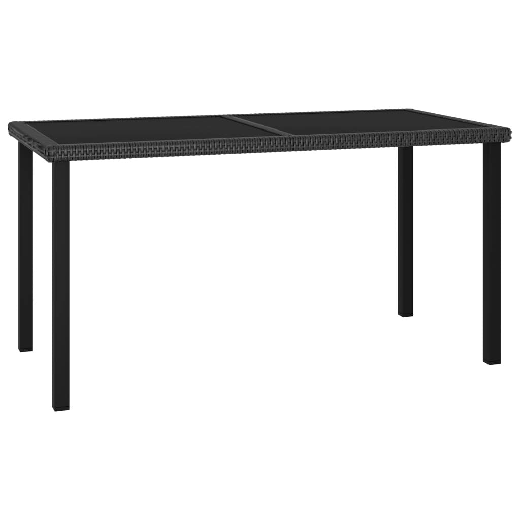 Patio Dining Table Black 55.1"x27.6"x28.7" Poly Rattan - WoodPoly.com