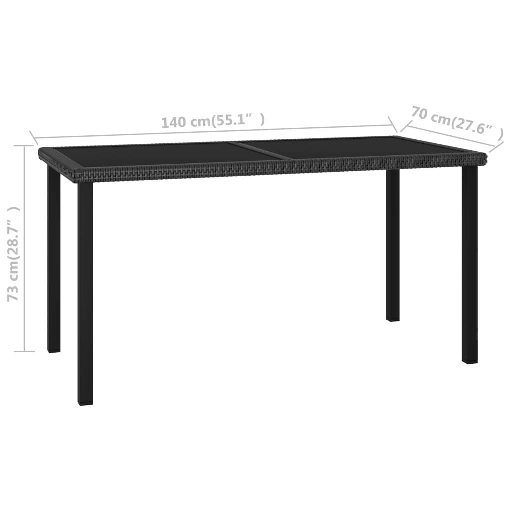 Patio Dining Table Black 55.1"x27.6"x28.7" Poly Rattan - WoodPoly.com
