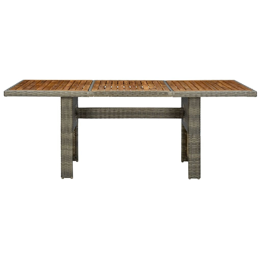 Patio Table Brown Poly Rattan and Solid Acacia Wood - WoodPoly.com