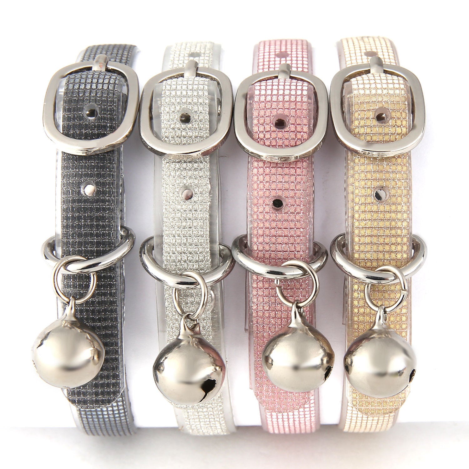 Pet Collar Kitten Collar Soft Leather Glittered PU Leather Material Pet Collar Adjustable Belt Collar - WoodPoly.com