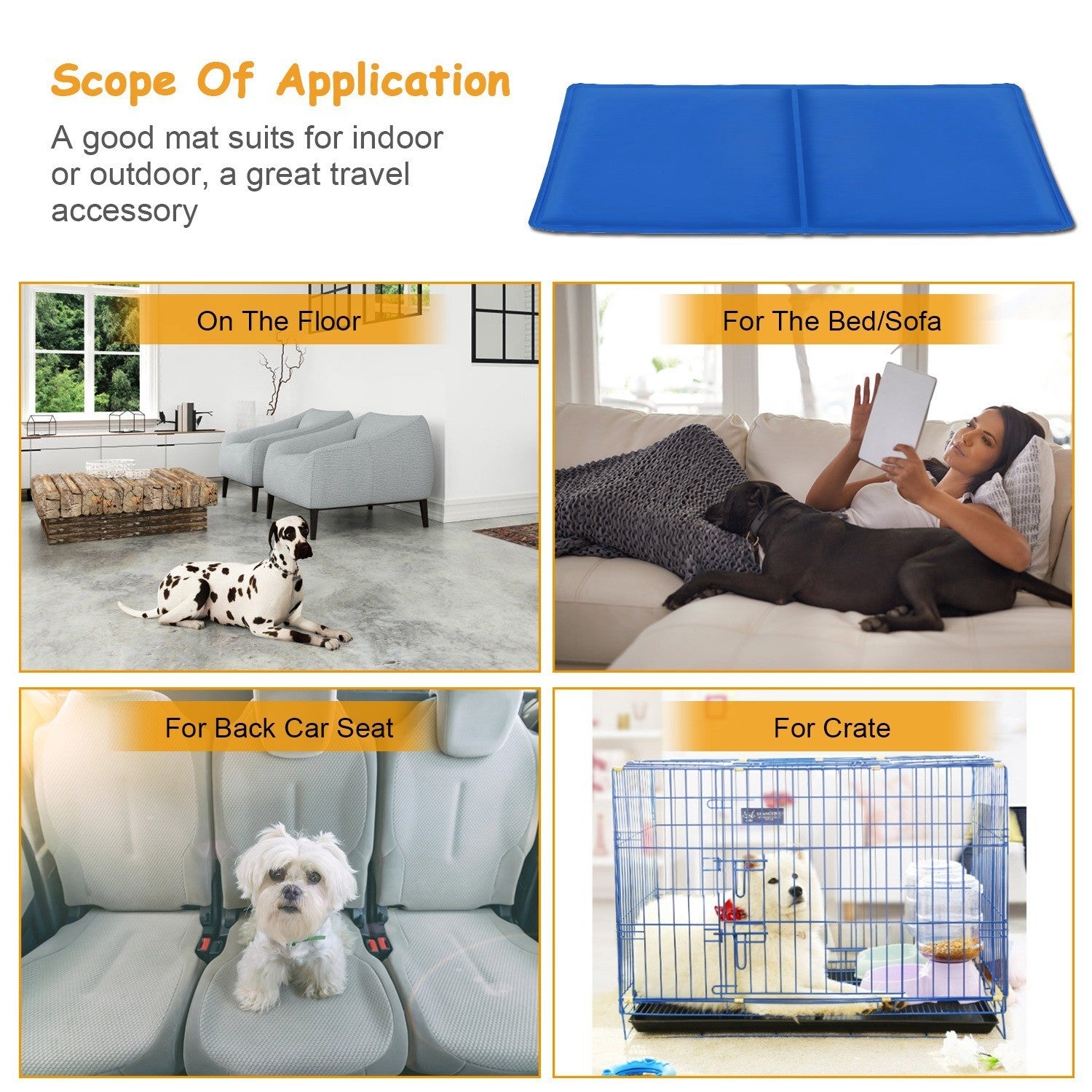 Pet Dog Cooling Mat Pressure Activated Gel Self Cooling Mat Pad Pet Cooling Bed Mats Portable Pet Cooling Blanket XL Size - WoodPoly.com