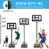Portable Basketball Hoop Height Adjustable basketball hoop stand 6.6ft - 10ft with 44 Inch Backboard and Wheels for Adults Teens Outdoor Indoor