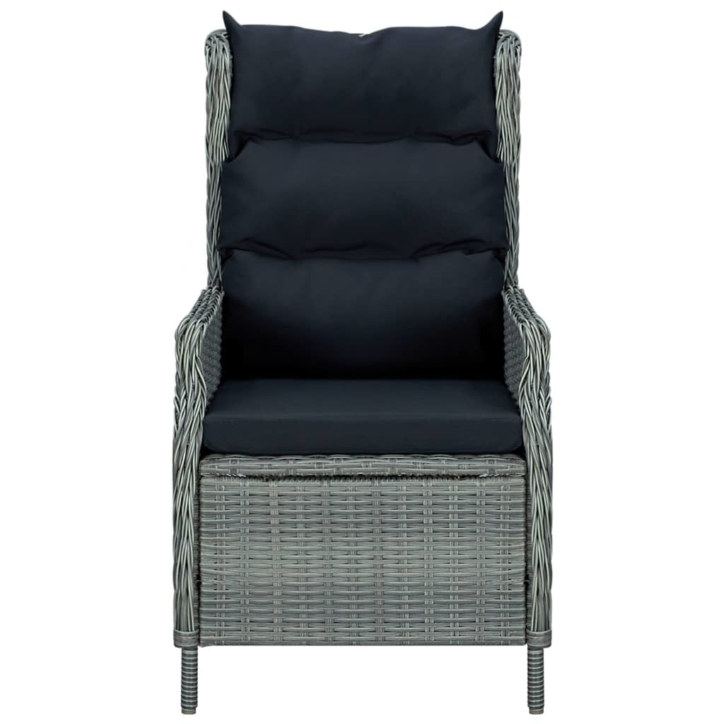 Reclining Patio Chair with Cushions Poly Rattan Light Gray - WoodPoly.com