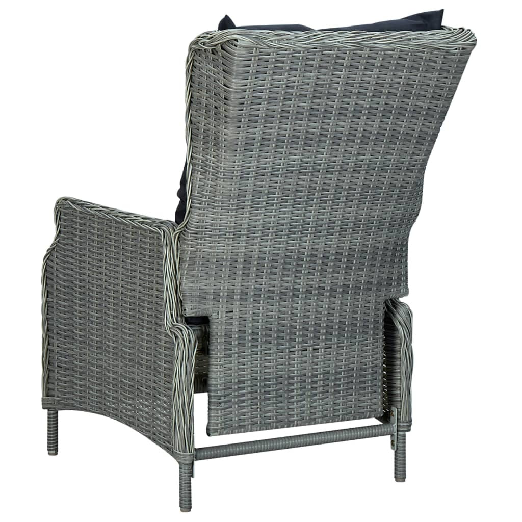 Reclining Patio Chair with Cushions Poly Rattan Light Gray - WoodPoly.com