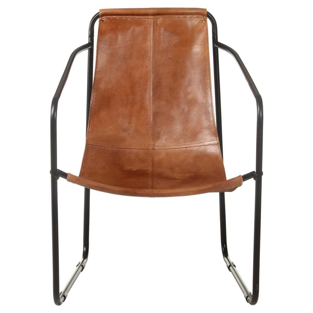 Relaxing Armchair Brown Real Leather - WoodPoly.com