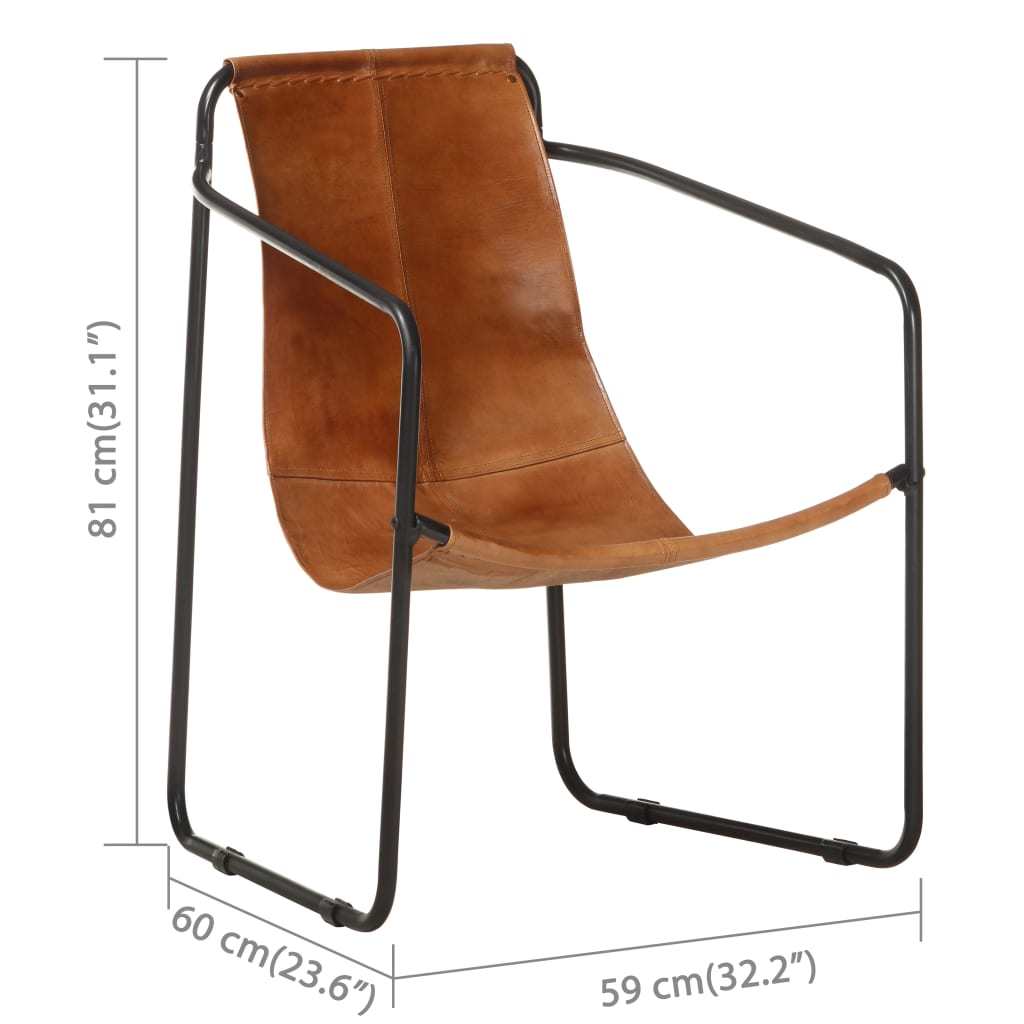 Relaxing Armchair Brown Real Leather - WoodPoly.com