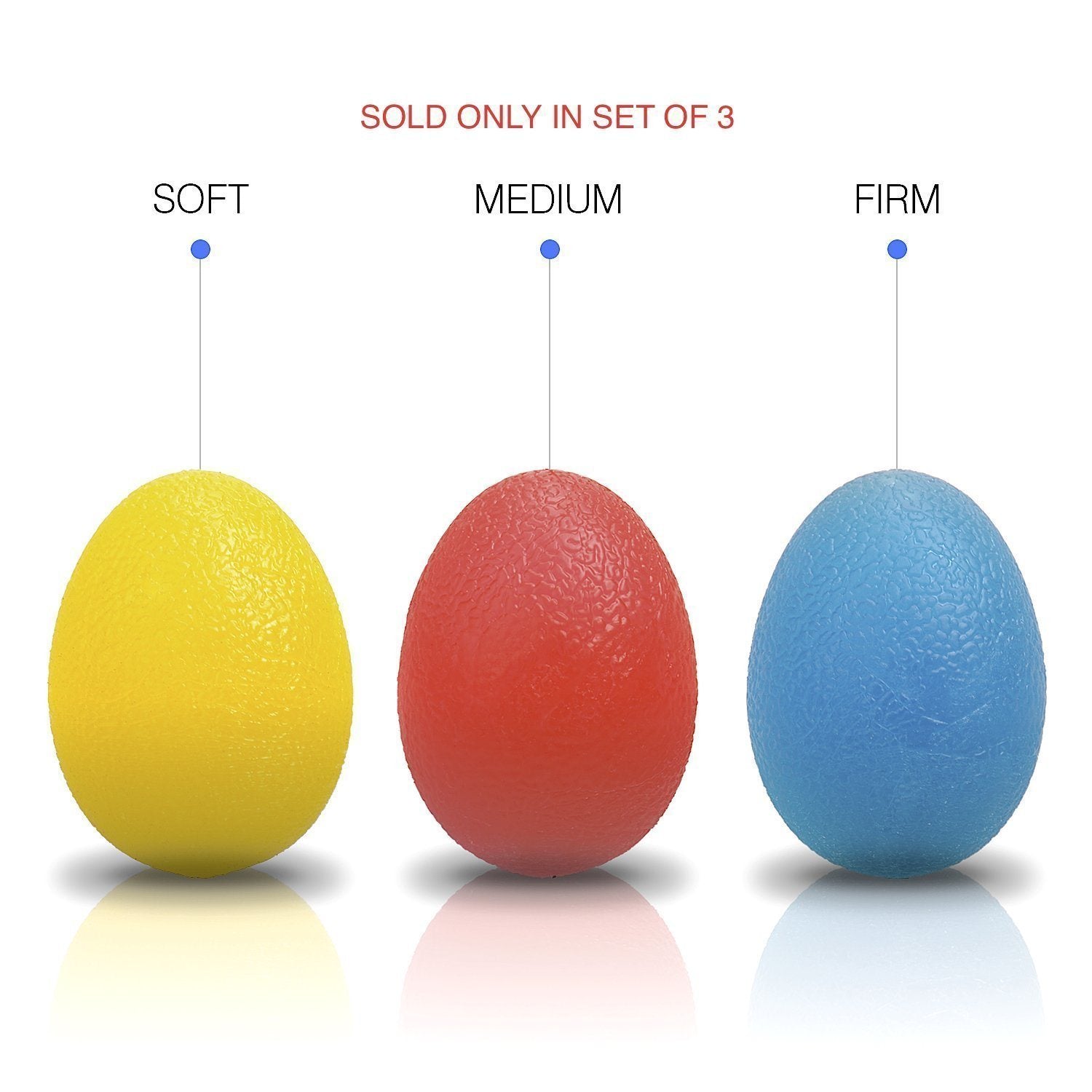Set of 3 Egg Gripper Finger Resistance Exercise Squeezer Hand Therapy Ball Squishy Hand Grip Strength Trainer Stress Ball for Adults and Kids - WoodPoly.com