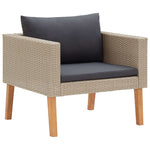 Single Patio Sofa with Cushions Poly Rattan Beige - WoodPoly.com