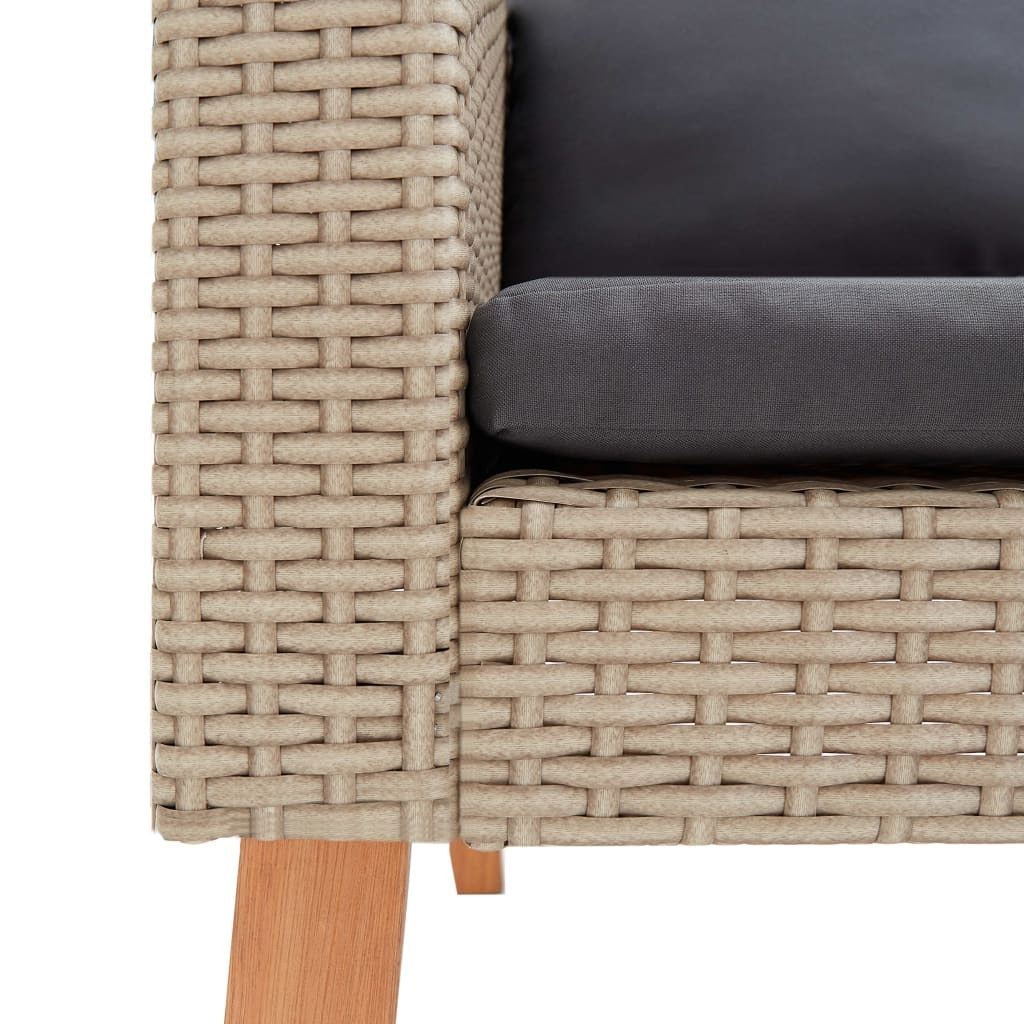 Single Patio Sofa with Cushions Poly Rattan Beige - WoodPoly.com