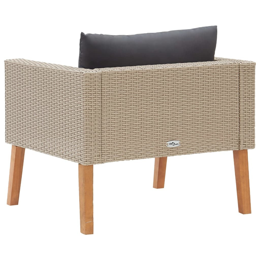 Single Patio Sofa with Cushions Poly Rattan Beige - WoodPoly.com