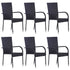 Stackable Patio Chairs 6 pcs Poly Rattan Black - WoodPoly.com
