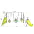XNS052 green and blue interesting six function swingset with net swing metal plastic safe swing set 440lbs for outdoor playground for age 3+ with 31.5in net swing